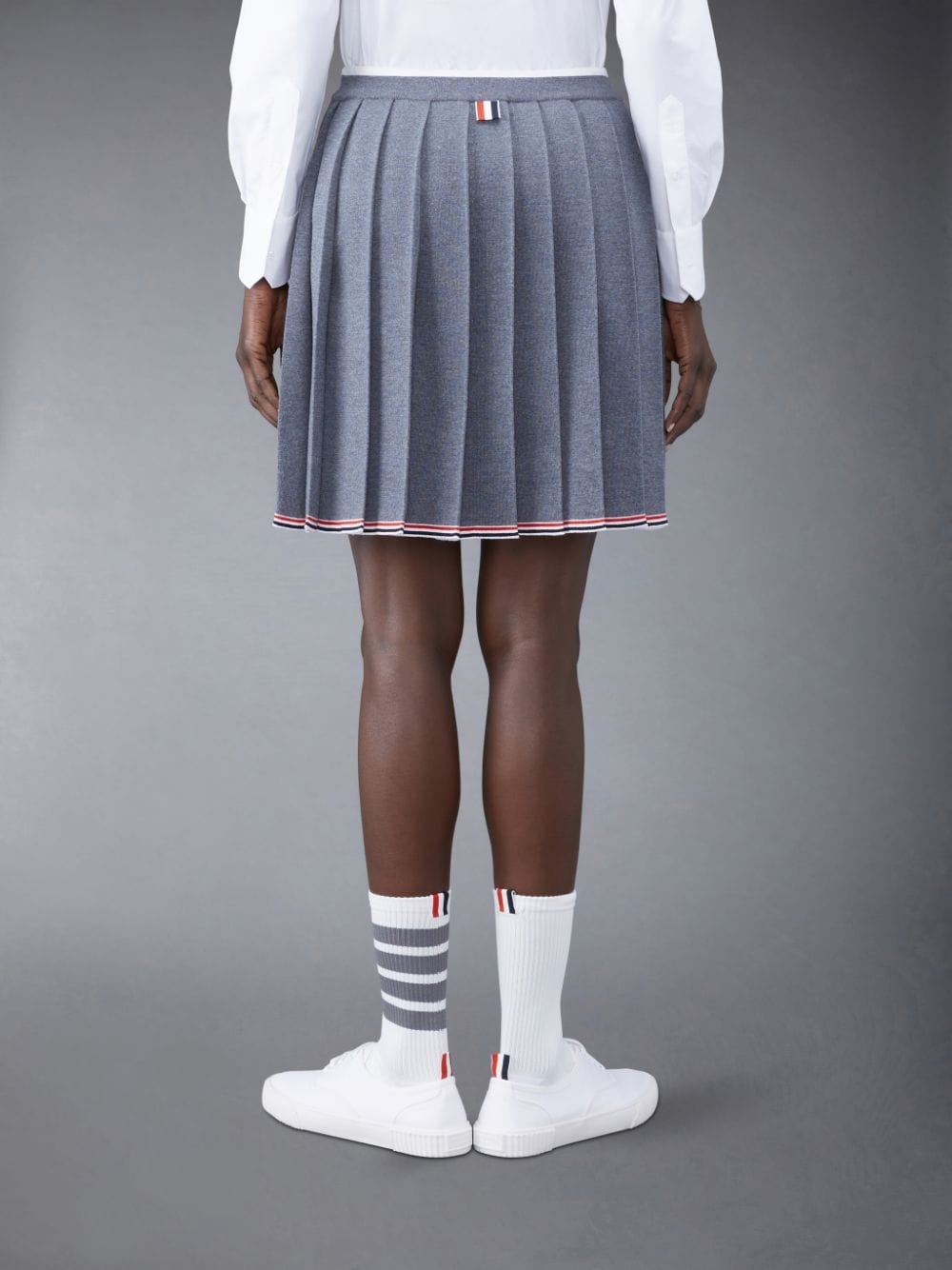 THOM BROWNE Women Full Needle Pleated Merino Wool Mini Skirt