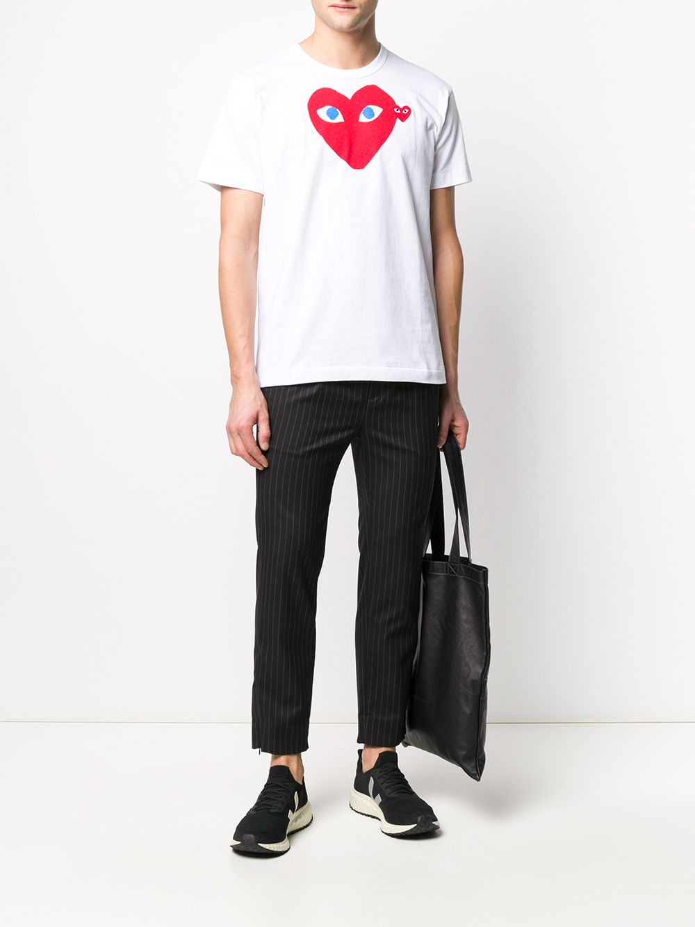 COMME DES GARCONS PLAY MEN Red Hearts Blue Eyes T-Shirt