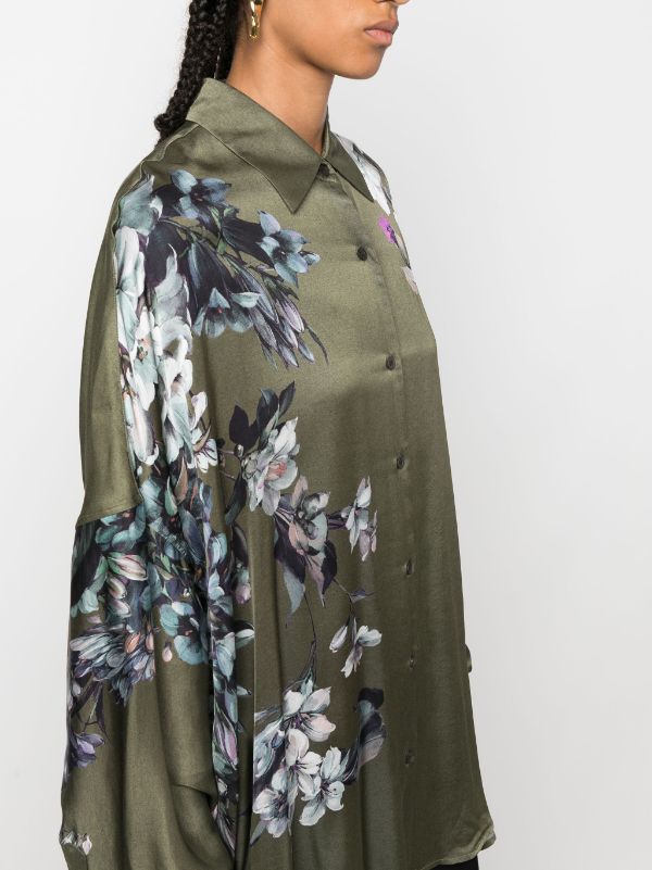 DRIES VAN NOTEN Women Casia Viscose Satin Printed With Hyrangea Bouquets Shirt