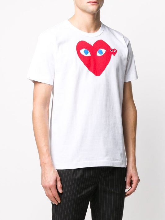 COMME DES GARCONS PLAY MEN Red Hearts Blue Eyes T-Shirt