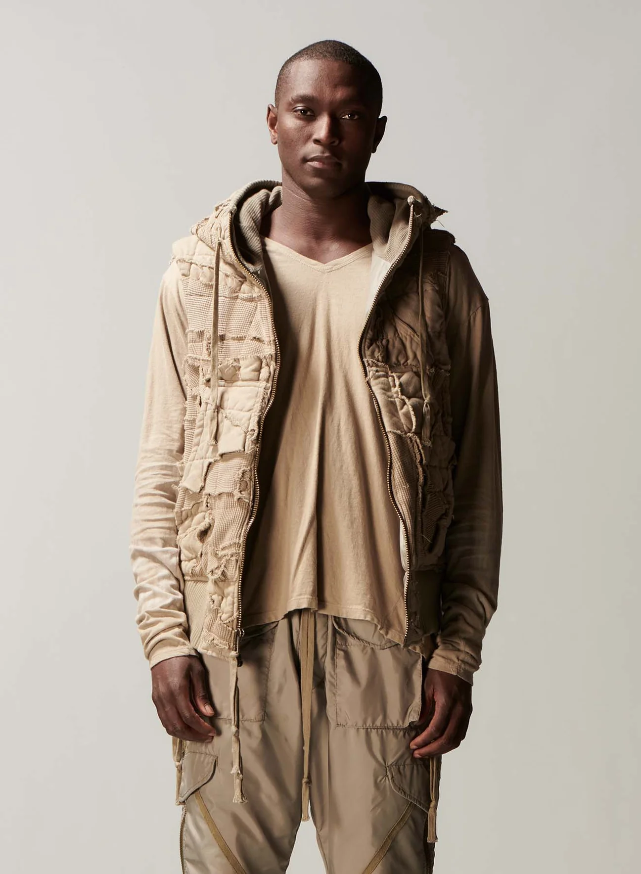 GREG LAUREN Men Army Stitchwork Vest