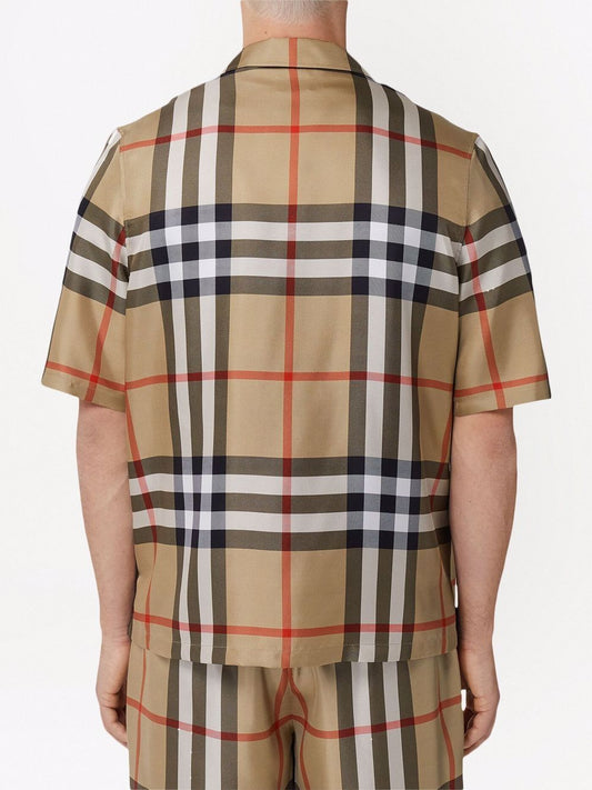 BURBERRY Men Short-Sleeve Check Silk Shirt