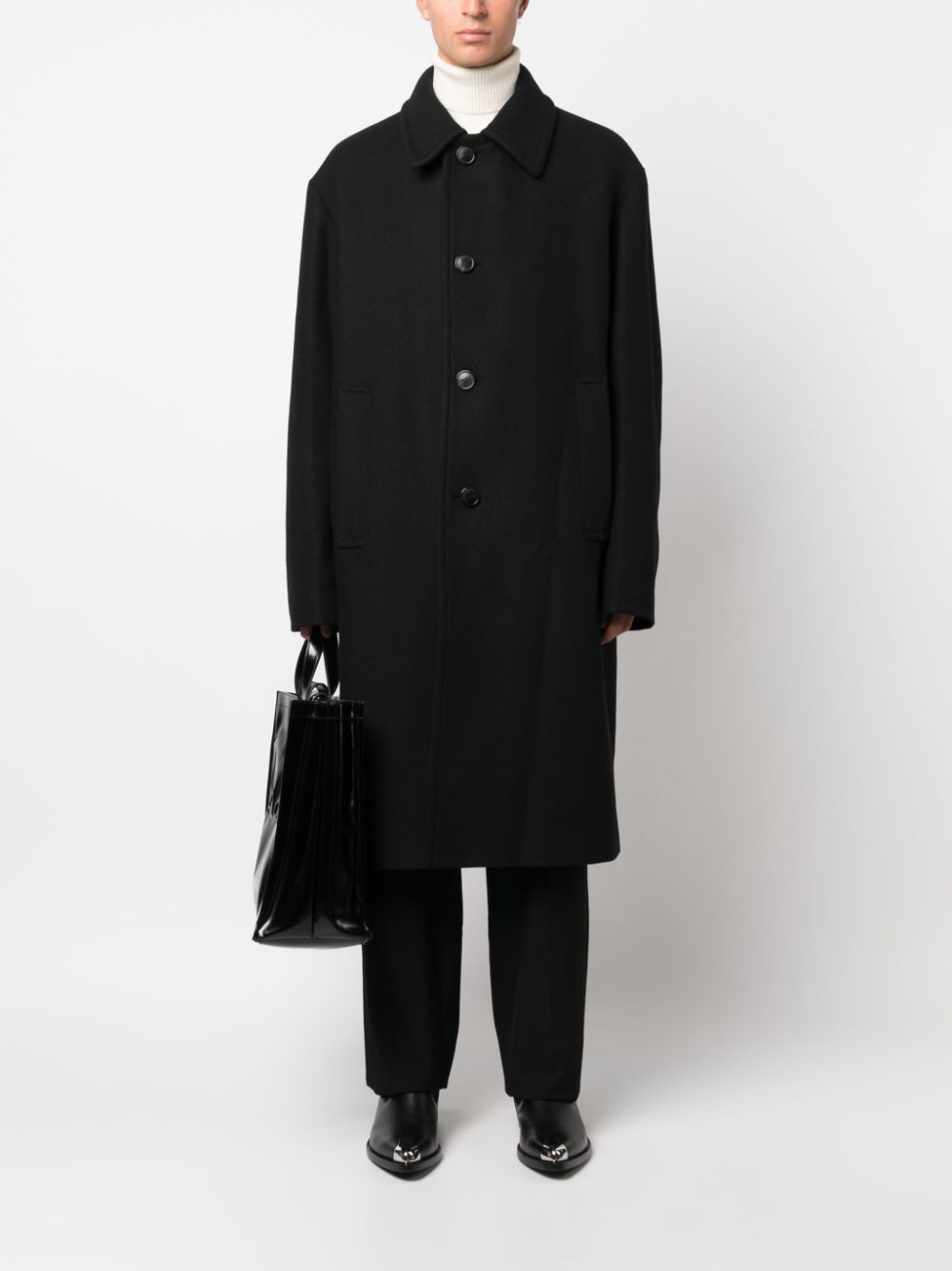 DRIES VAN NOTEN Men Heavy Wool Nylon Coat