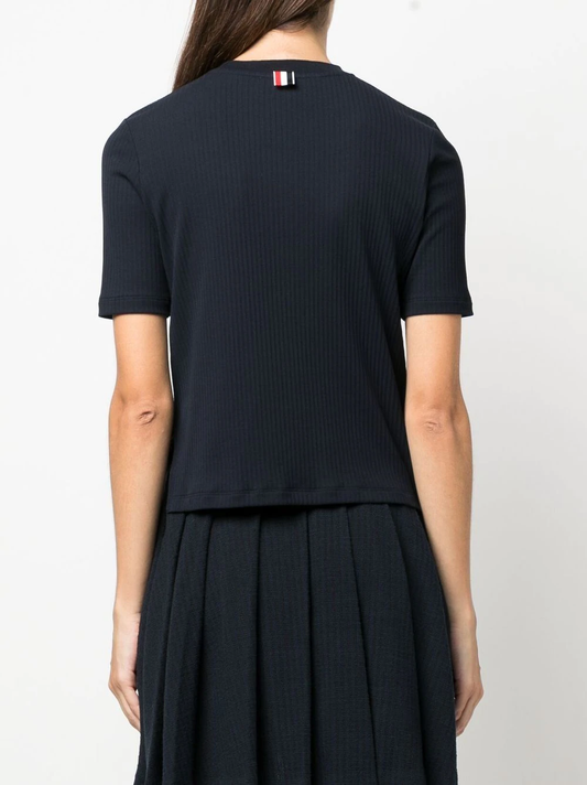 THOM BROWNE Women RWB Stripped Crewneck SS Tee