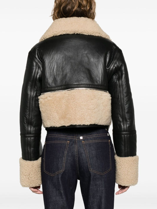 DION LEE Women Shearling Reversible Crop Arrow Coat