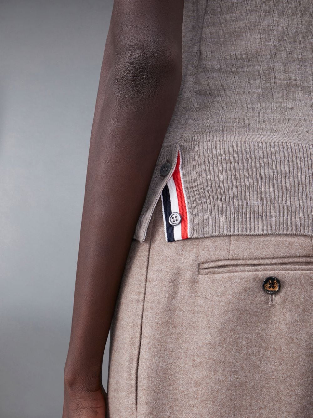 THOM BROWNE Women Relaxed Fit SS Turtleneck In Fine Merino Wool W/4 Bar Stripe