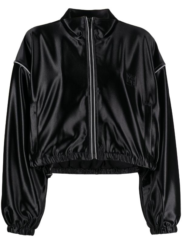 T BY ALEXANDER WANG Women Cropped Track Jacket With Stacked Wang Puff Logo