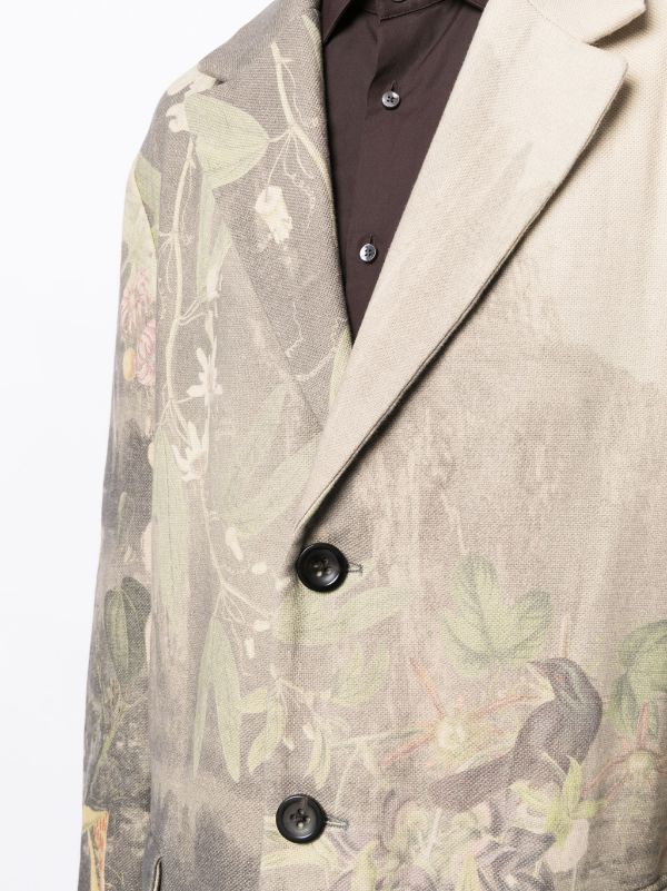 DRIES VAN NOTEN Men Rusty Engineered Print On Rustic Cotton Coat