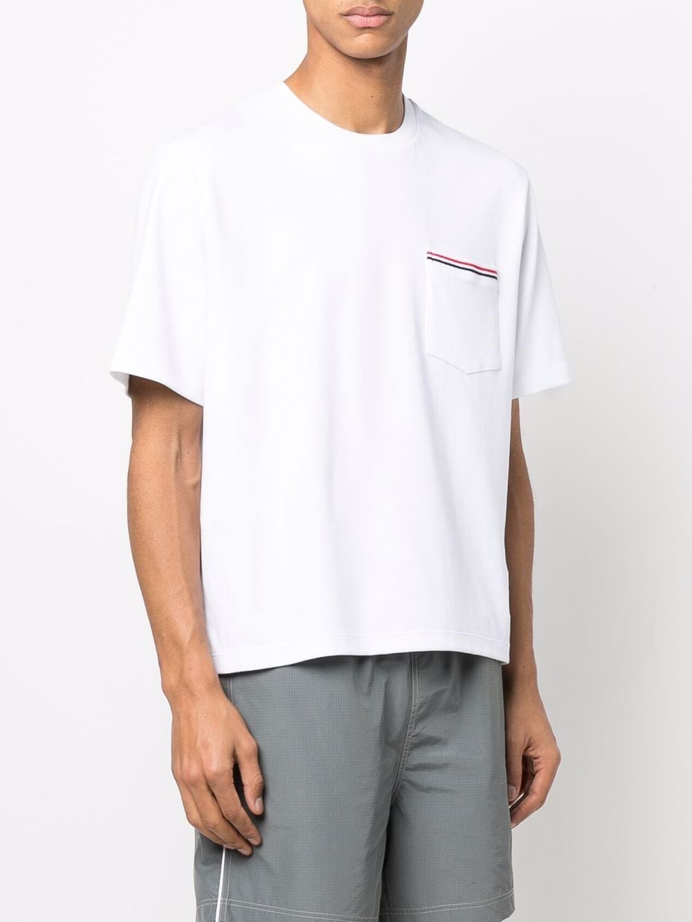 THOM BROWNE Men Oversized Short Sleeve Pocket Tee In Milano Cotton