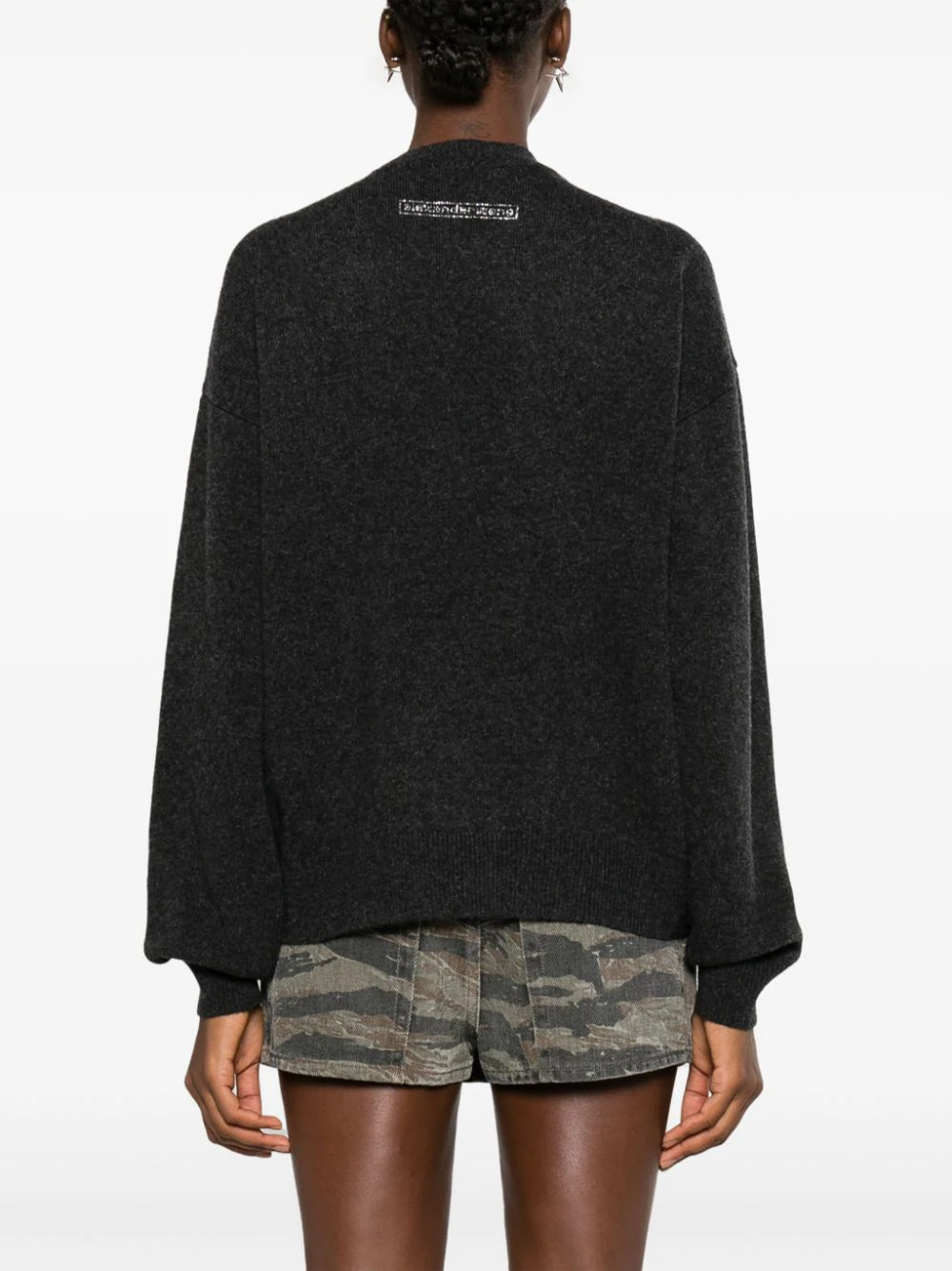 ALEXANDER WANG Women Oversized Crewneck Pullover W/ Crystal Beiress