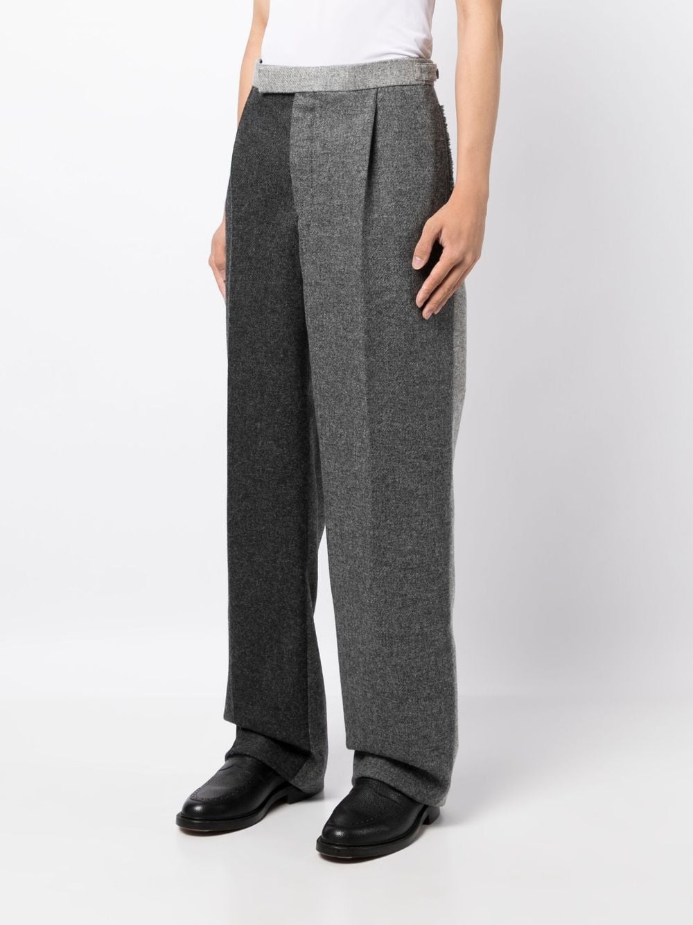 THOM BROWNE Men Classic Rise Tab Single Pleat Trouser in Funmix w/ Fray Edge in Shetland