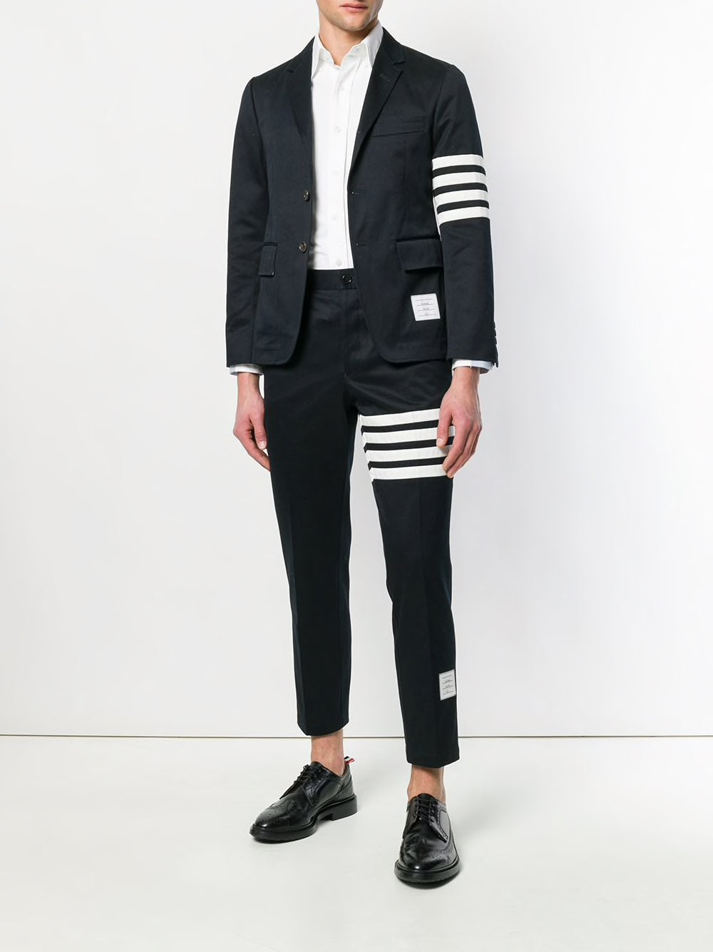 THOM BROWNE Men Unconstructed Classic SB Sport Coat With Seamed In 4 Bar Stripe In Cotton Twill