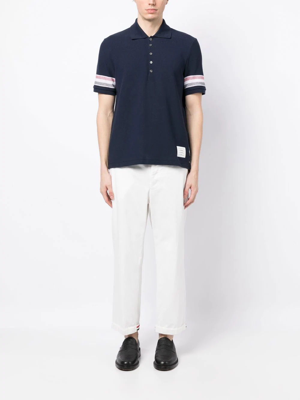 THOM BRWONE Men Textured Cotton SS Polo Shirt