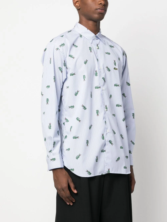 COMME DES GARCONS SHIRT X LACOSTE Men Logo-print Striped Shirt