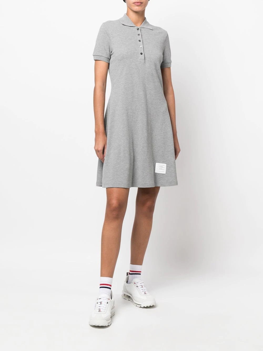 THOM BROWNE Women Flared Tennis RWB Stripe Pique SS Mini Dress