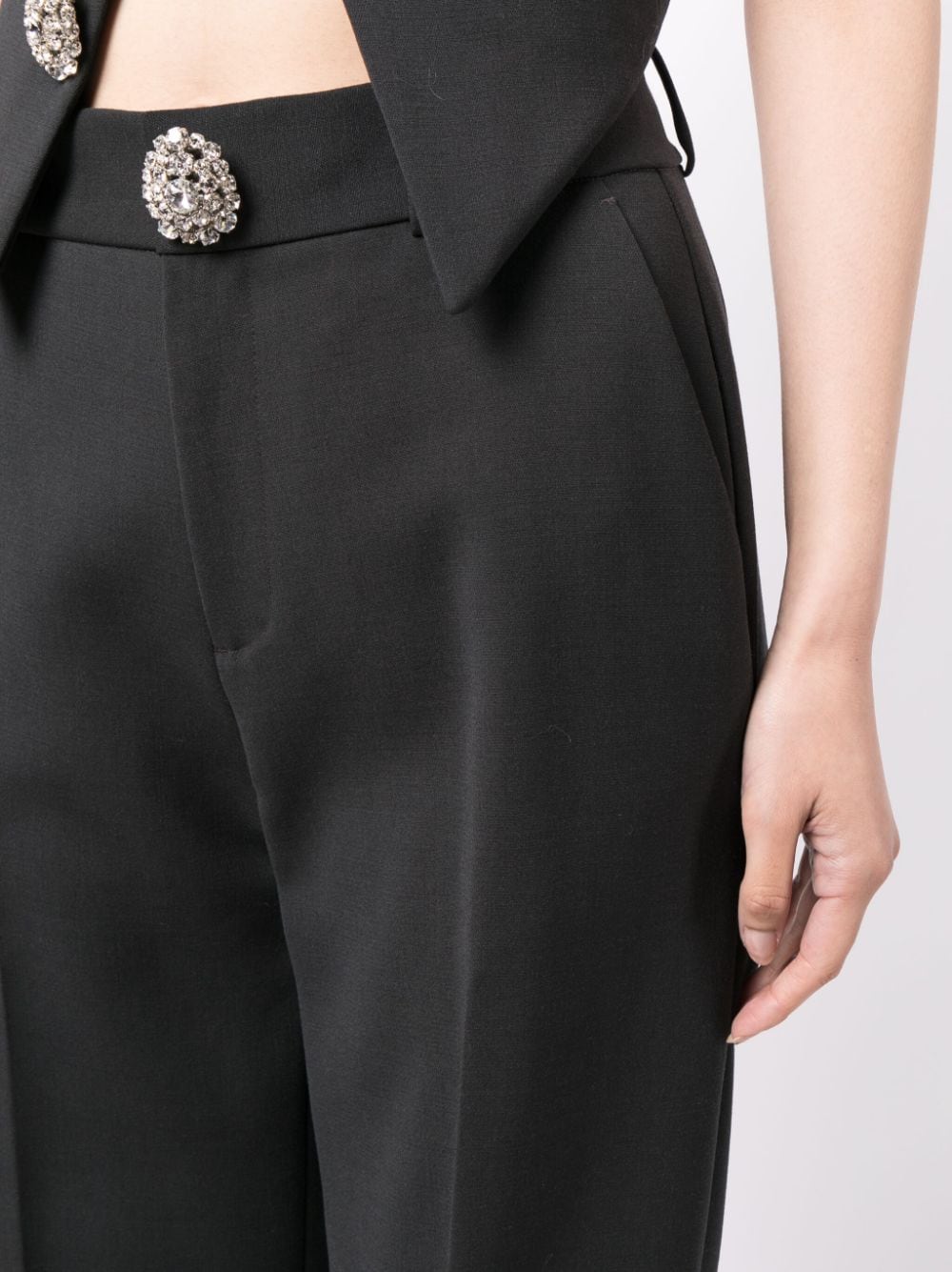 AREA Women Crystal Button Slit Trousers