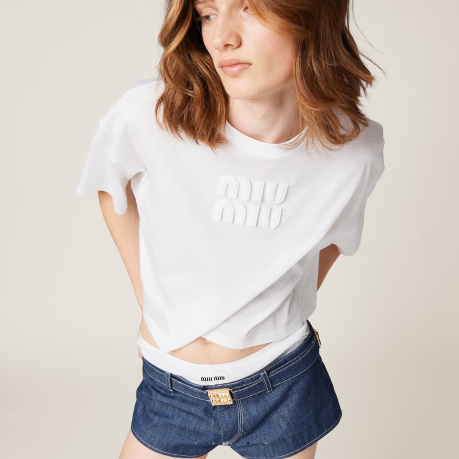 MIU MIU Women Cropped Jersey T-shirt