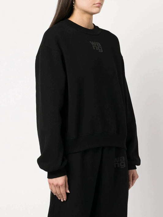 T BY ALEXANDER WANG Women Essential Puff Logo Terry Crewneck Sweatshirt