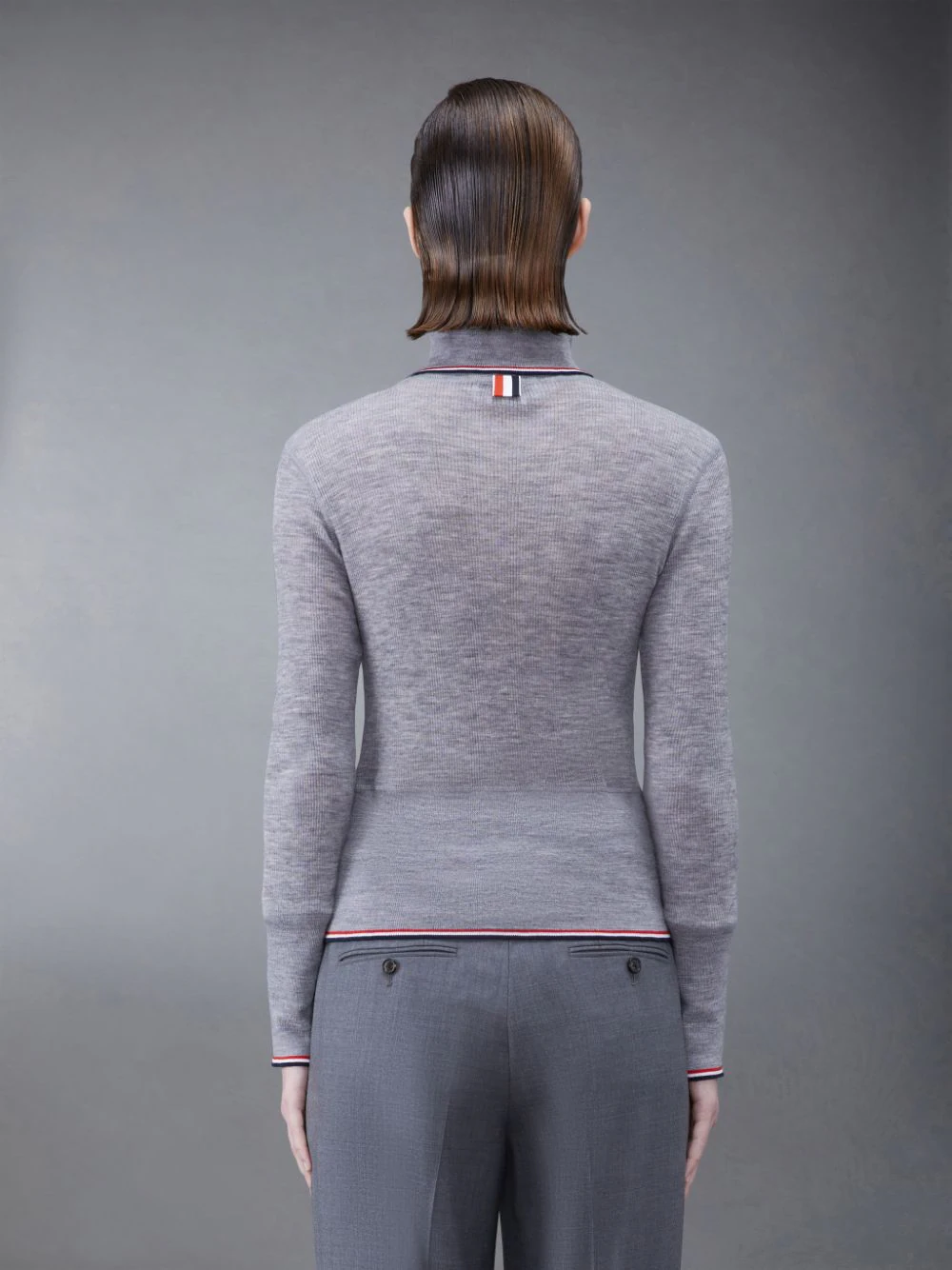 THOM BROWNE Women Rib Wool Longsleeve Turtleneck