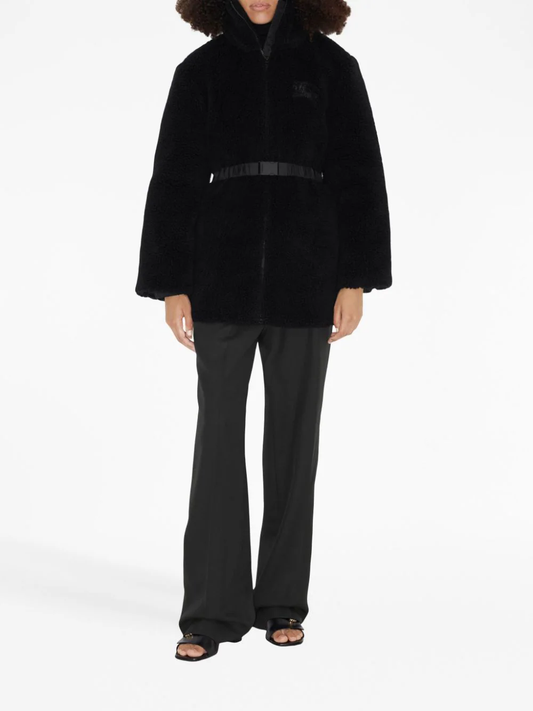 BURBERRY Women Belted Fleece Coat