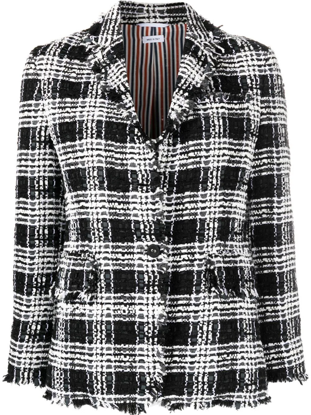 THOM BROWNE Women Classic Sportcoat W/ Fray Finishing In Pow Check Chenille Tweed