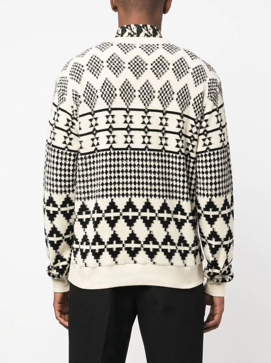 SAINT LAURENT Men Jacquard Raglan Sleeve Sweater