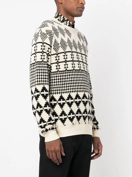 SAINT LAURENT Men Jacquard Raglan Sleeve Sweater