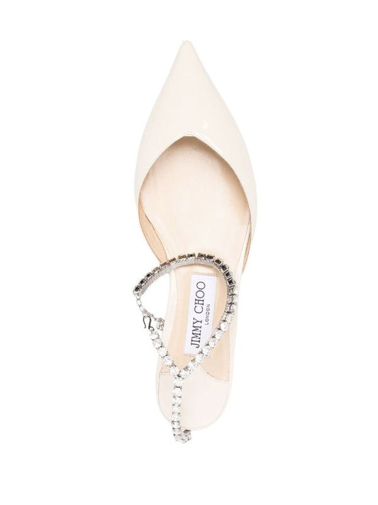 JIMMY CHOO Women Patent Leather w/Crystal Chain Flat