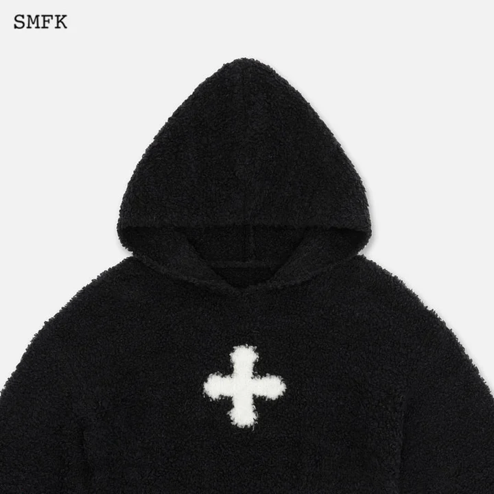 SMFK Women Compass Wool Knit Short Hoodie