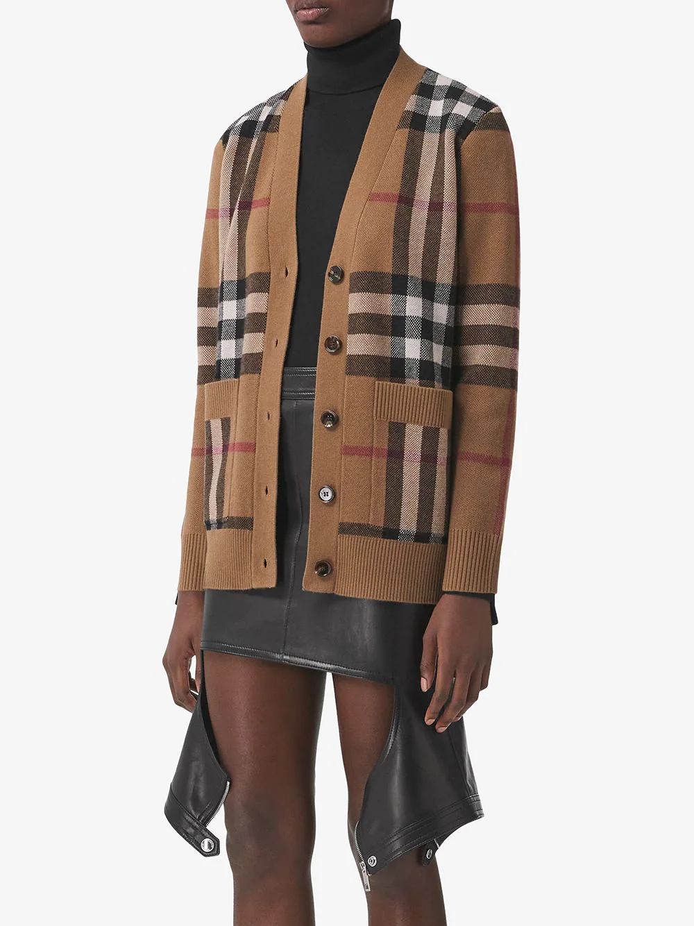 BURBERRY Women Check Wool Cashmere Cardigan