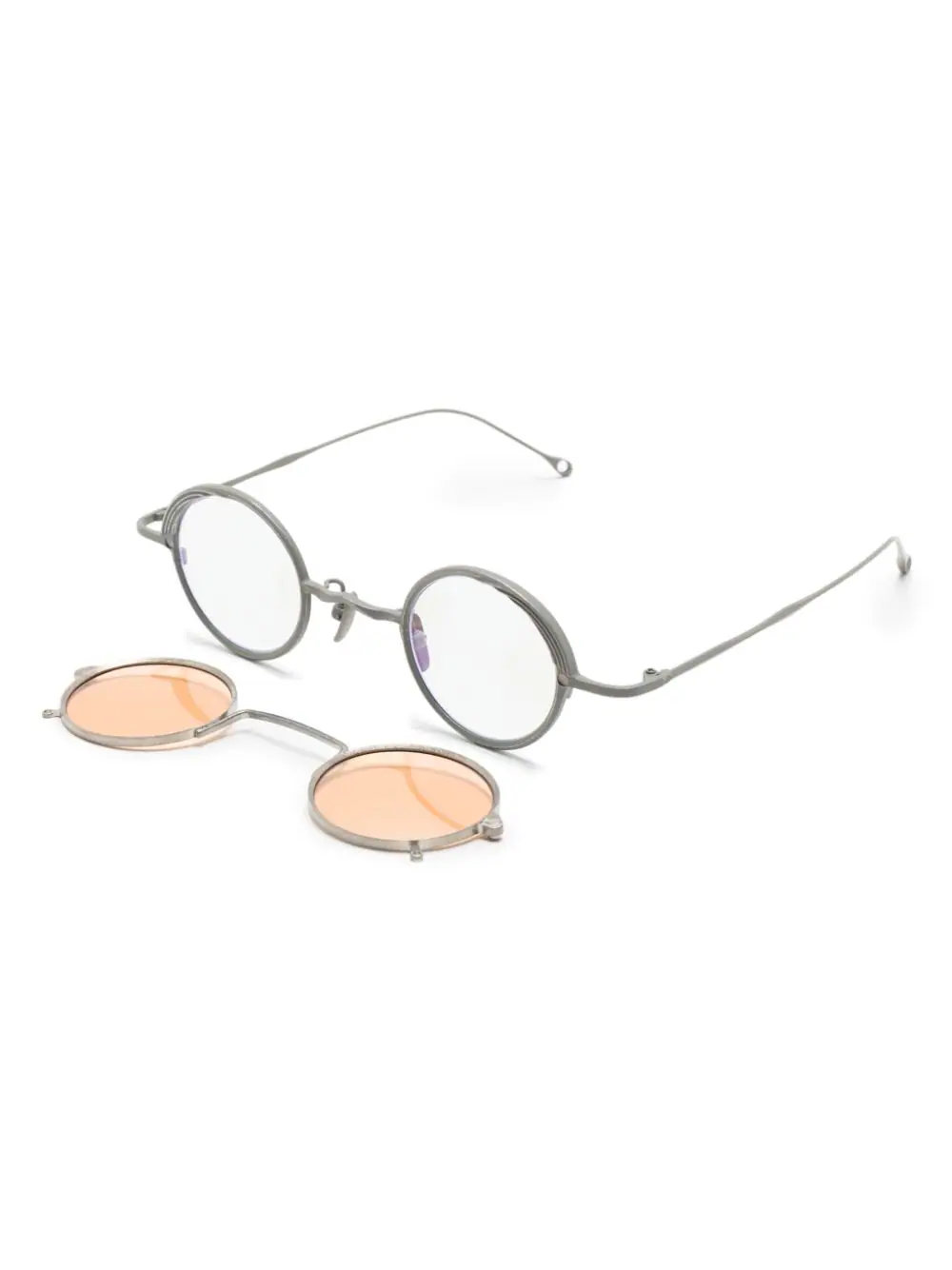 RIGARDS x ZIGGY CHEN Unisex Clear Lens in Vintage Gray Titanium Frames w/ Salmon Lens in Silver Clip-On