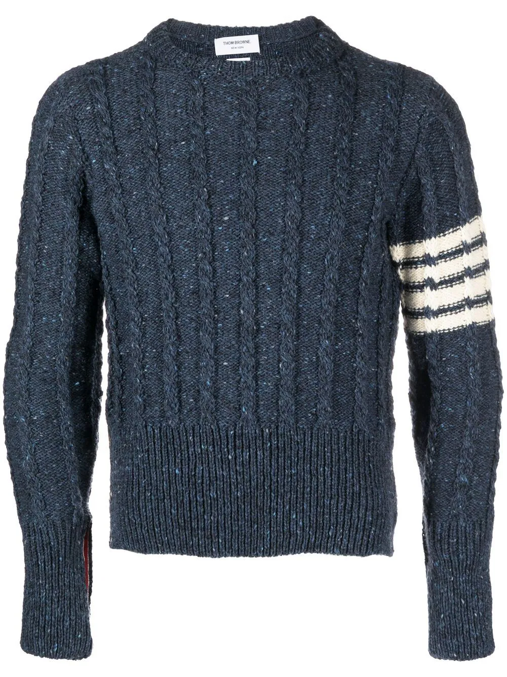 THOM BROWNE MEN Twist Cable Classic Crewneck Donegal Pullover Sweater