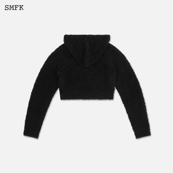 SMFK Women Compass Wool Knit Short Hoodie