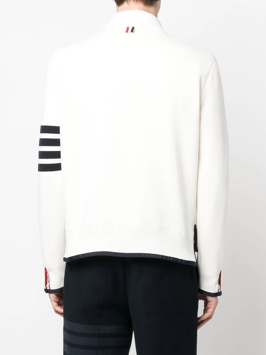 THOM BROWNE Men 4 Bar Stripe Front Pocket Crewneck Pullover