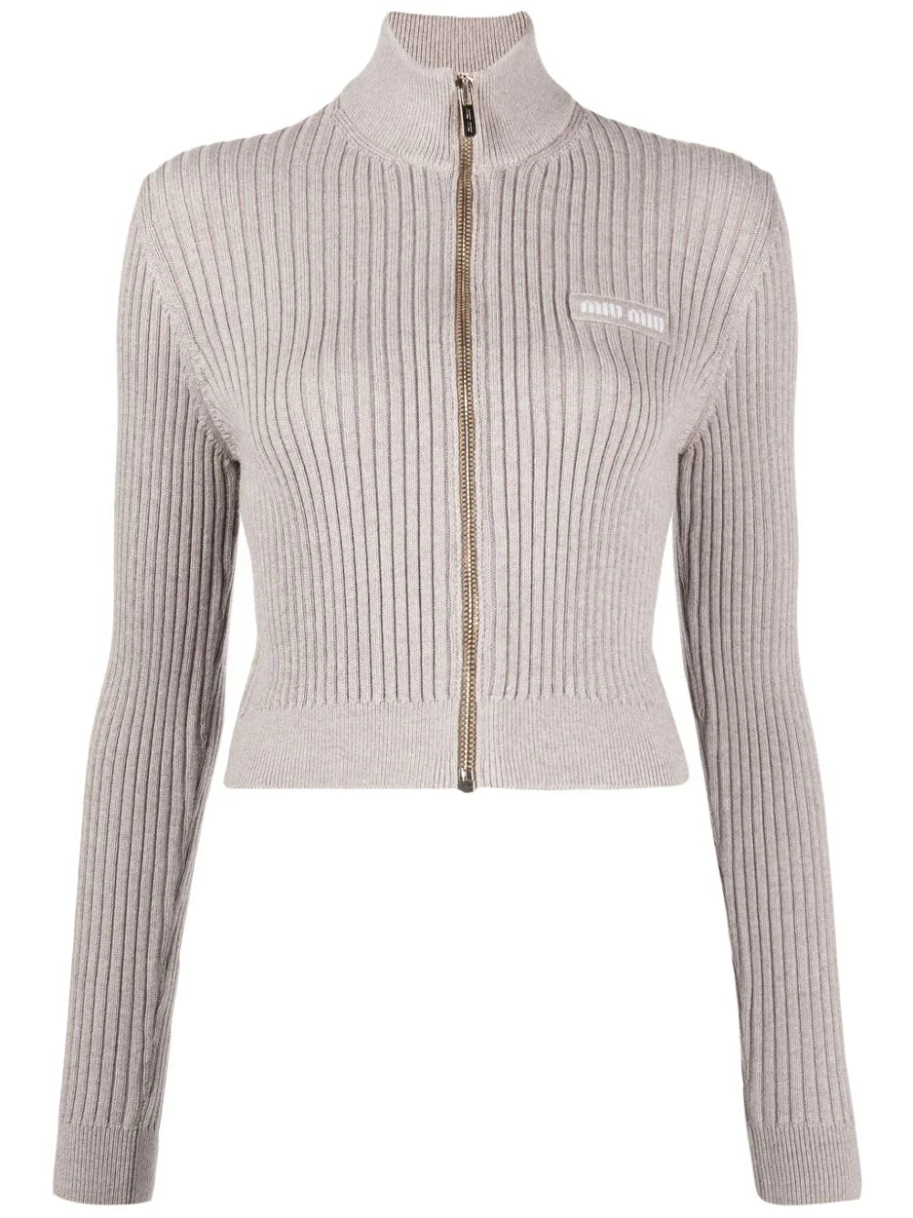 MIU MIU Women Wool Rib Zip-Up Sweater