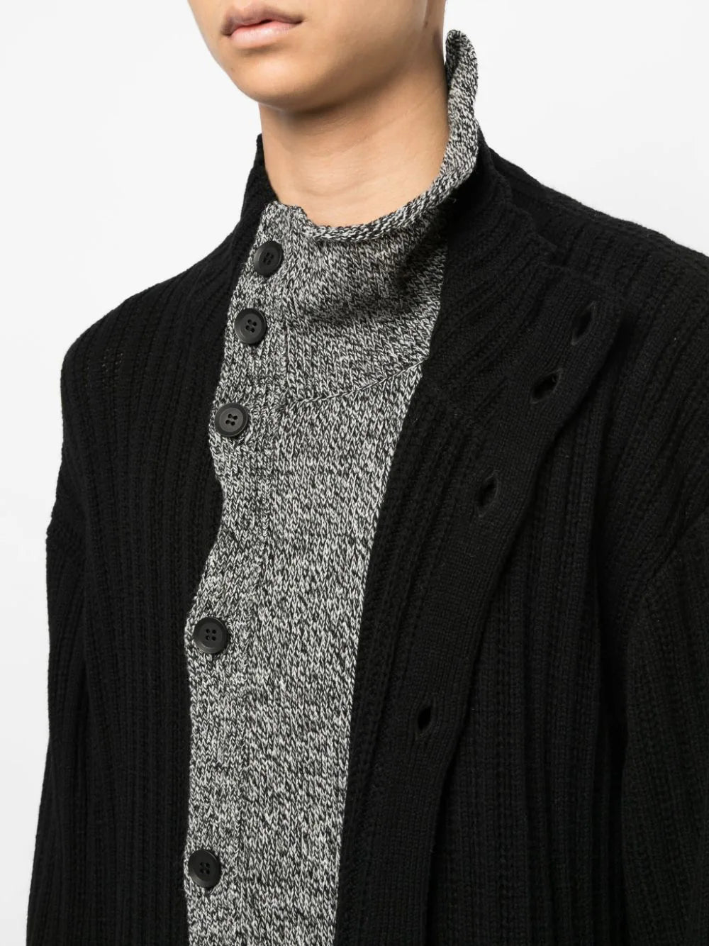 YOHJI YAMAMOTO POUR HOMME Layered Turtleneck Cardigan