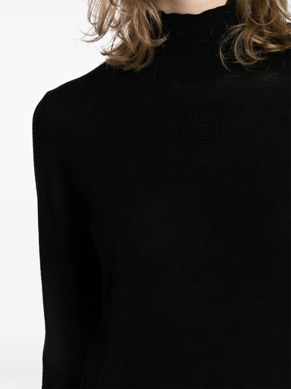 T BY ALEXANDER WANG Women Classic Long Sleeve Turtleneck W/ Embossed Logo