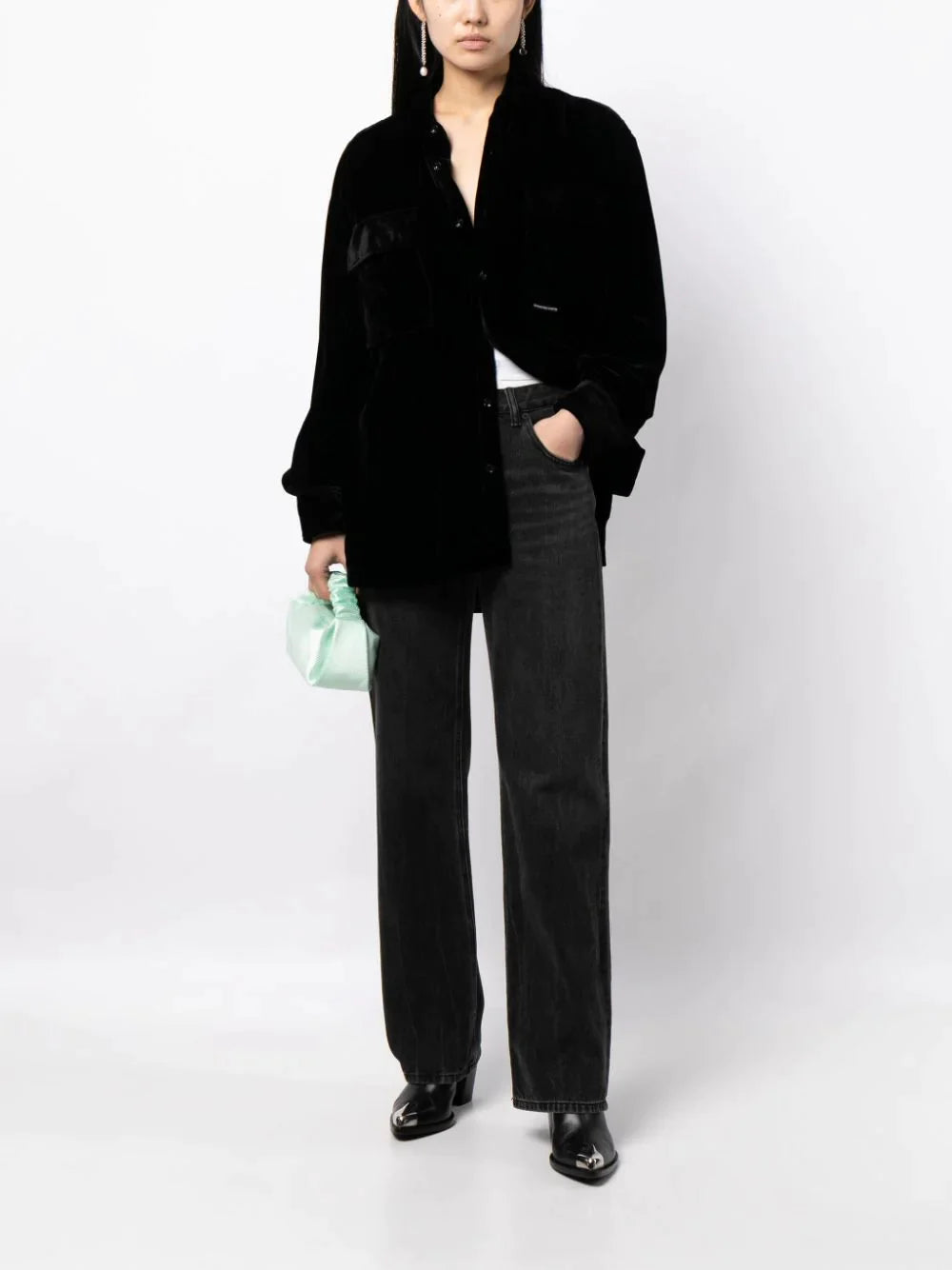 ALEXANDER WANG Women Button Down Plush Velvet Shirt