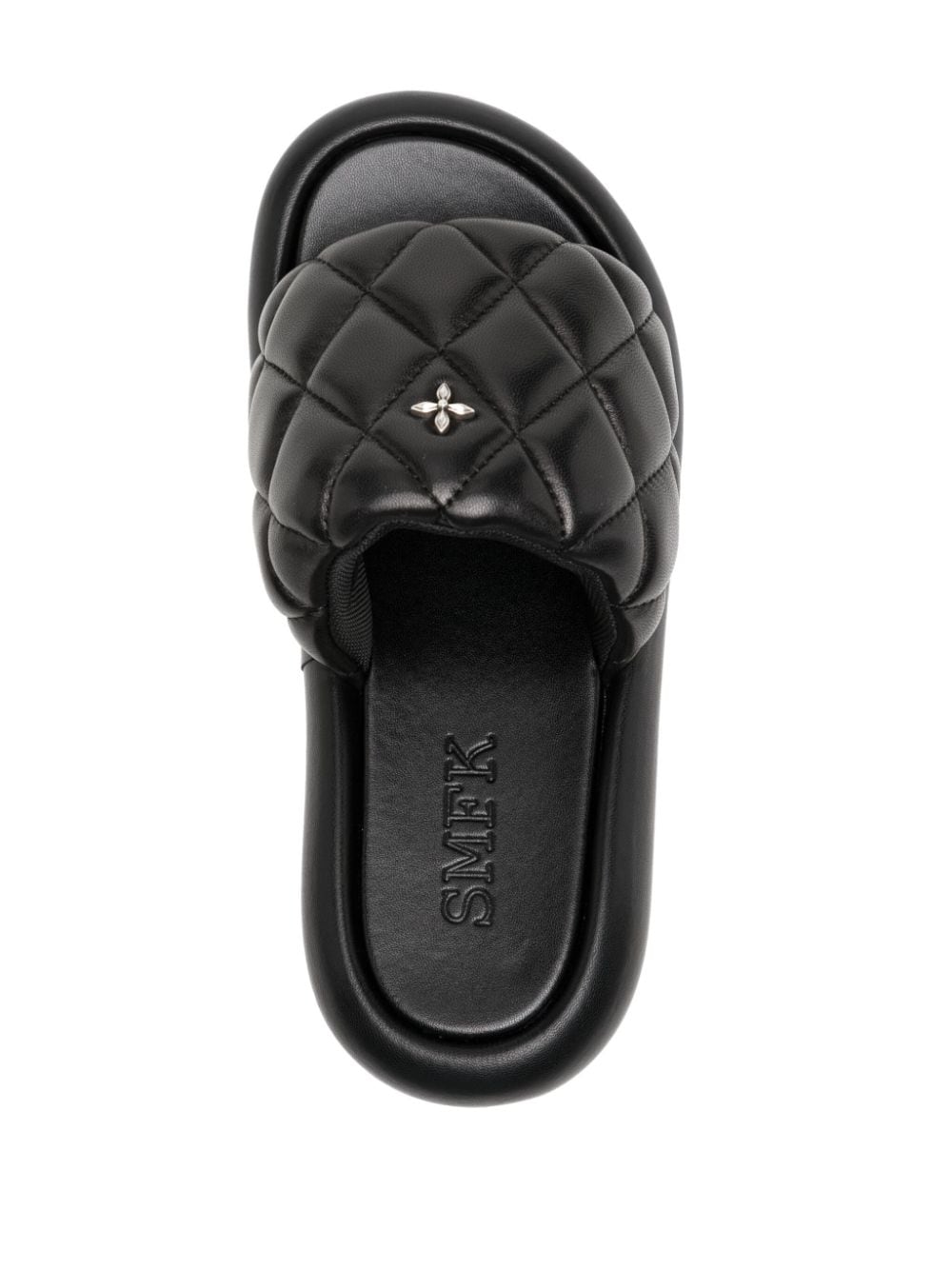 SMFK Women Compass Black Bread Slippers