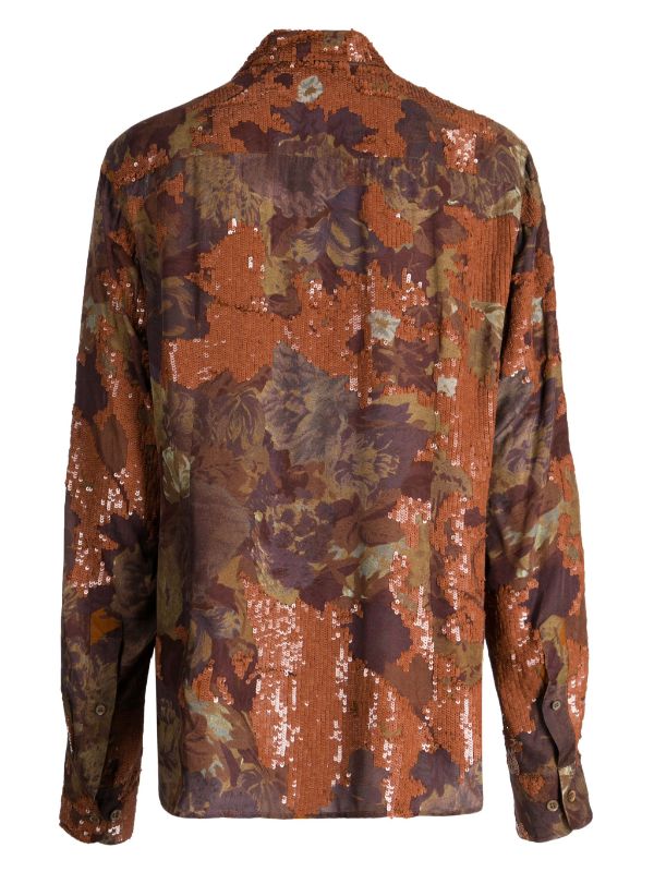 DRIES VAN NOTEN Women Fluid Viscose Printed With Paint Brush Strokes Shirt