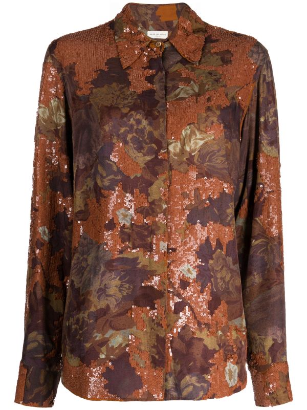 DRIES VAN NOTEN Women Fluid Viscose Printed With Paint Brush Strokes Shirt