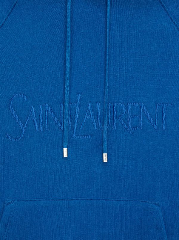 SAINT LAURENT Men Logo-embroidered Cotton Hoodie