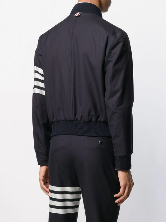 THOM BROWNE Men 4 Bar Wool Zip Bomber Jacke