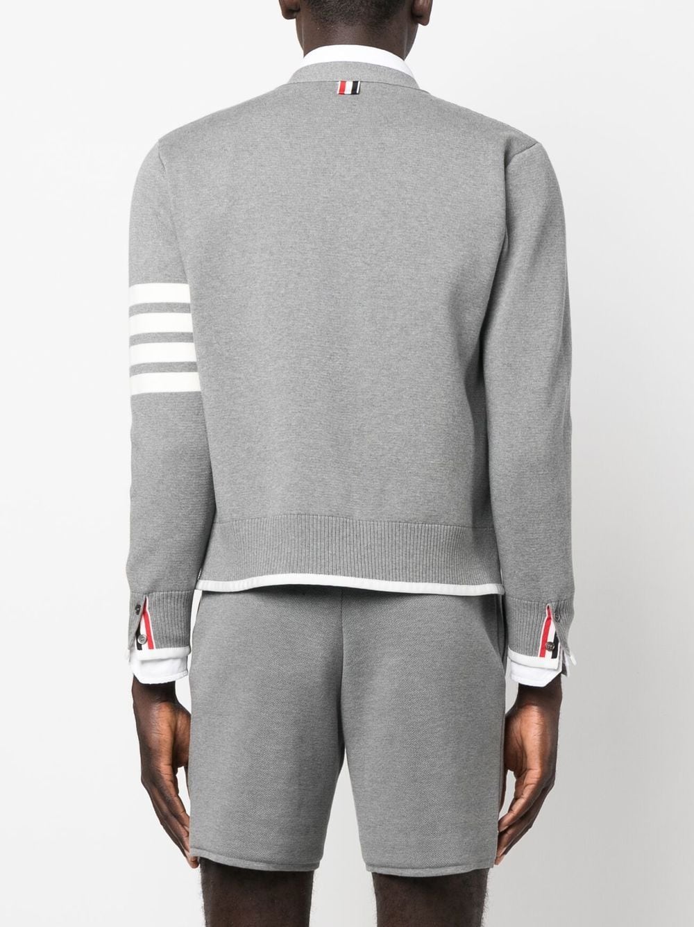 THOM BROWNE Men 4 Bar V-Neck Knitted Cardigan