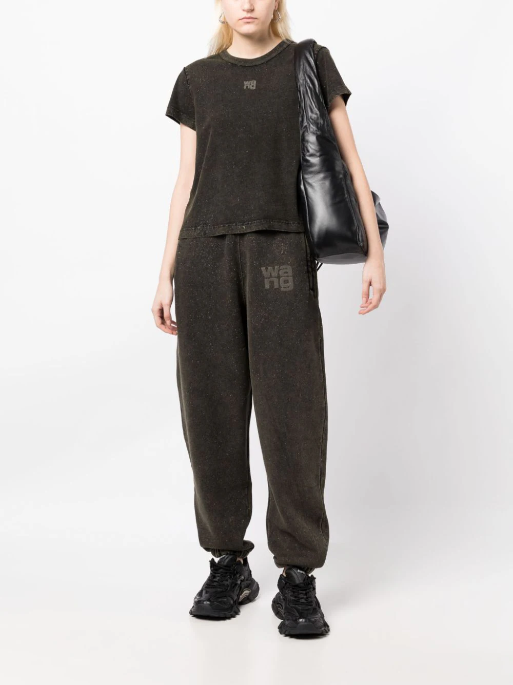 T BY ALEXANDER WANG Women Glitter Essential Terry Sweatpants With Puff Logo