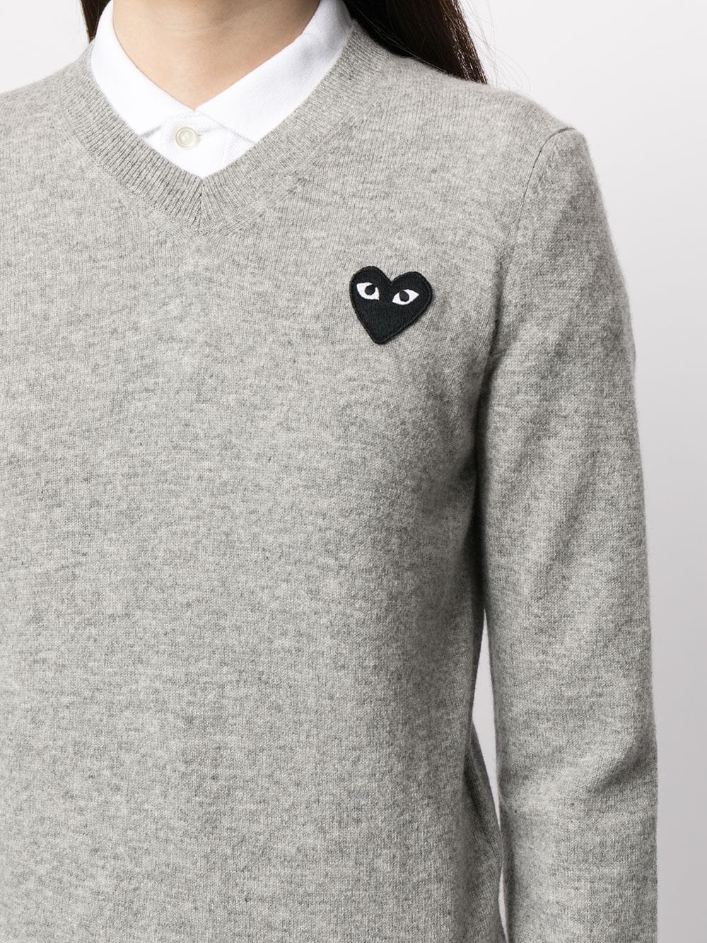 COMME DES GARCONS PLAY WOMEN BLACK HEART V-NECK PULLOVER