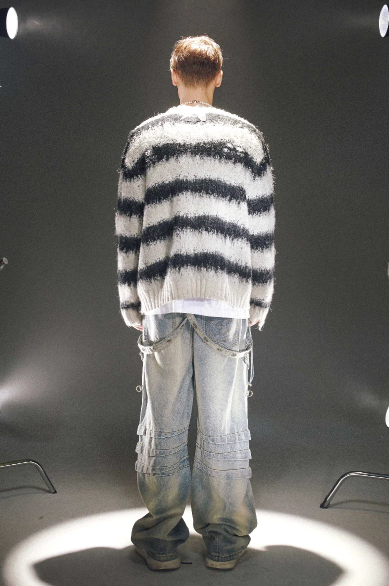 CEEC Men Striped Mohair Blend Sweater