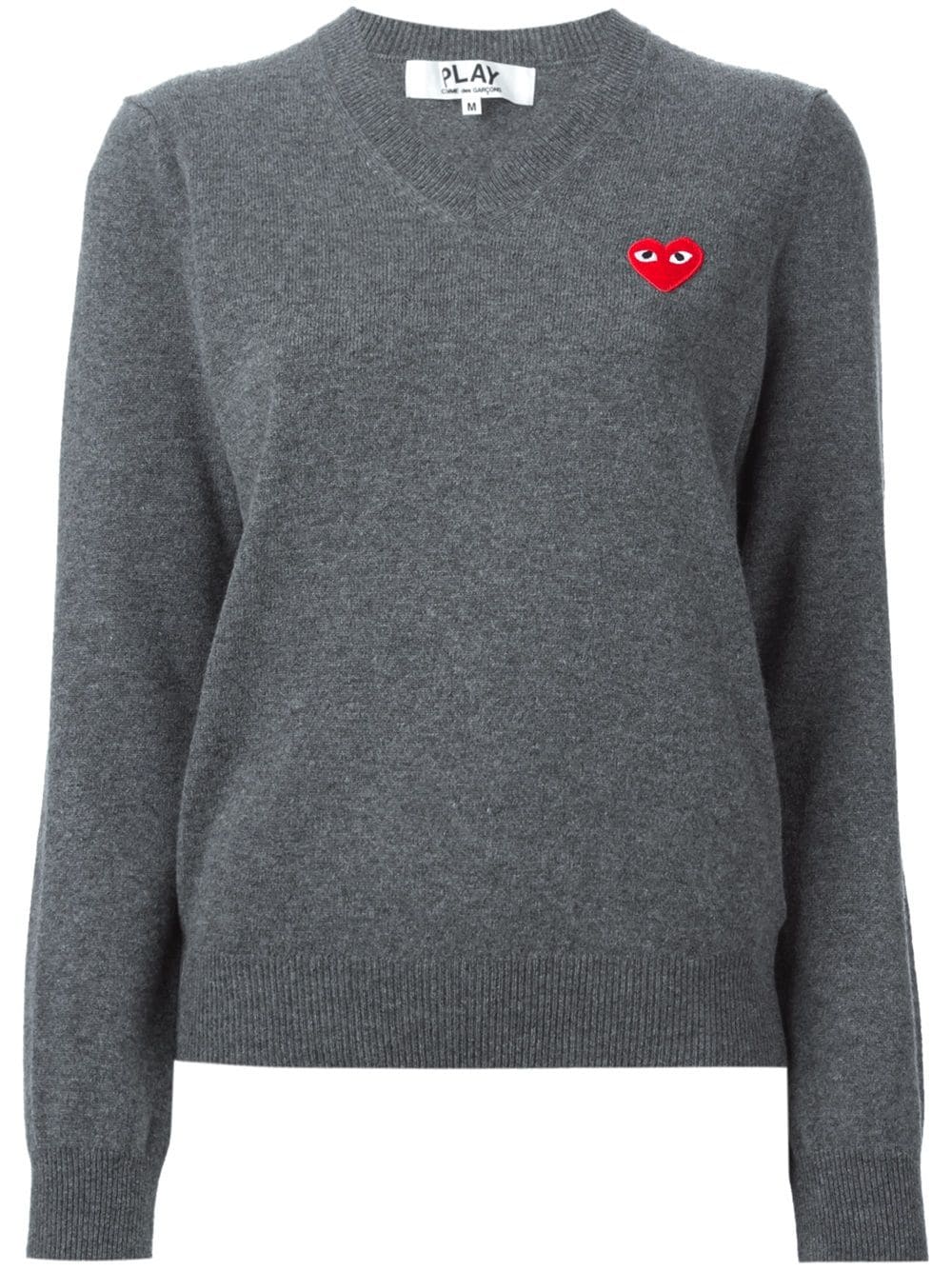 COMME DES GARONS PLAY WOMEN RED HEART V NECK PULLOVER