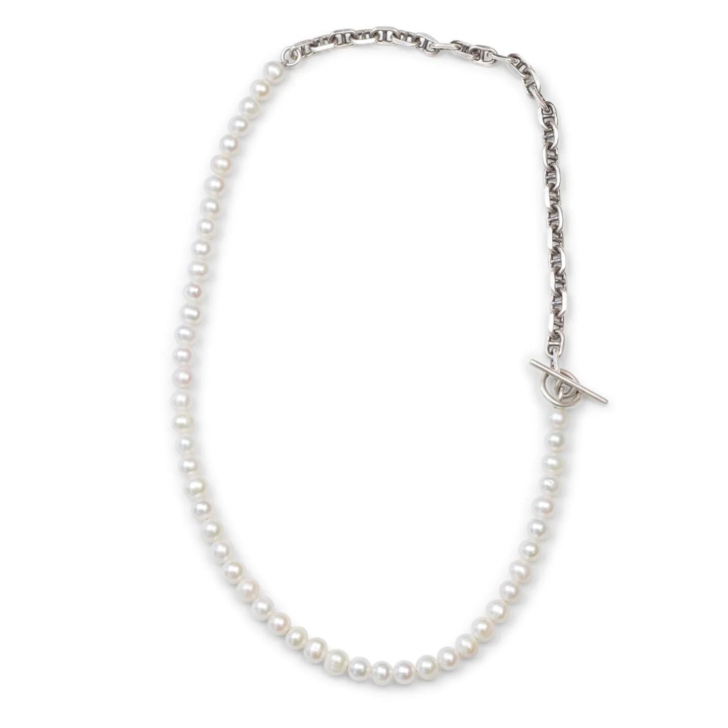 MAOR PERLA MARINIALINKO NECKLACE IN SILVER WITH WHITE PEARLS