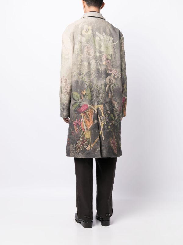 DRIES VAN NOTEN Men Rusty Engineered Print On Rustic Cotton Coat